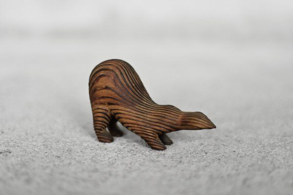 Vintage Danish Modern Dark Wood Sculpture Badger Figurine, 1960s