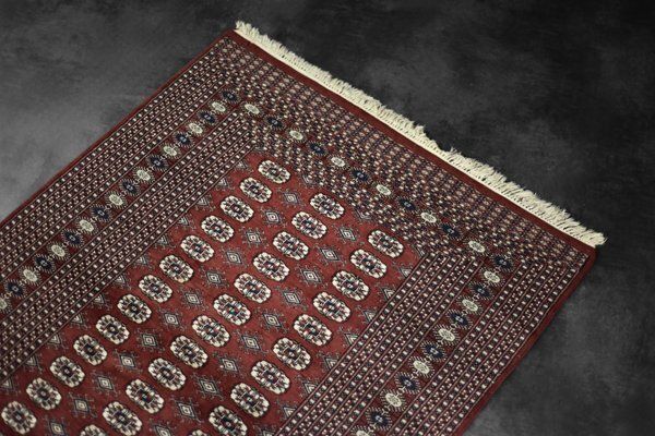 Vintage Red Hand Woven Oriental Bokhara Rug, 1960s photo Textiles