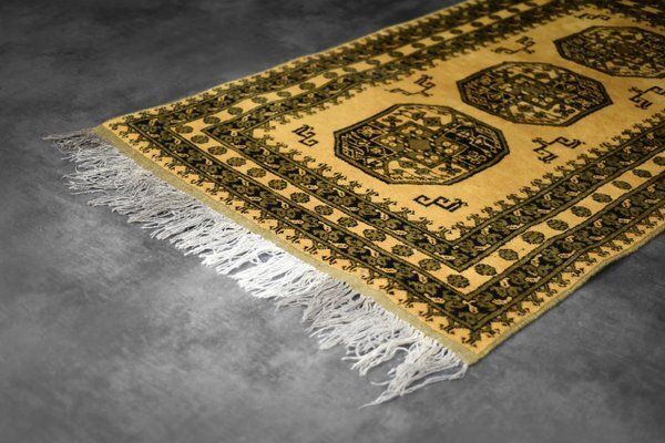 Vintage Hand Woven Oriental Afghan Gold Ersari Rug, 1930s photo for sale