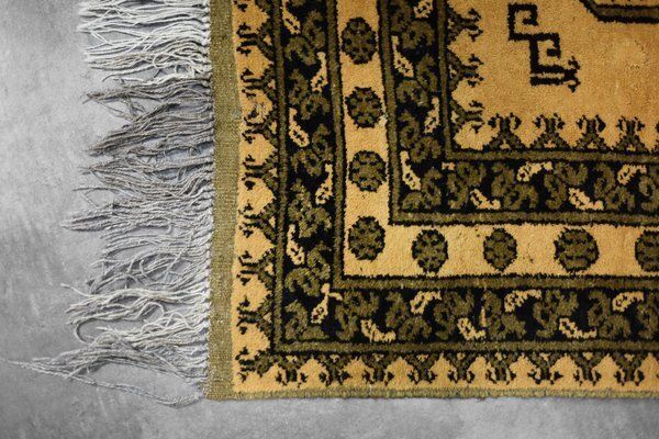 Vintage Hand Woven Oriental Afghan Gold Ersari Rug, 1930s photo Textiles