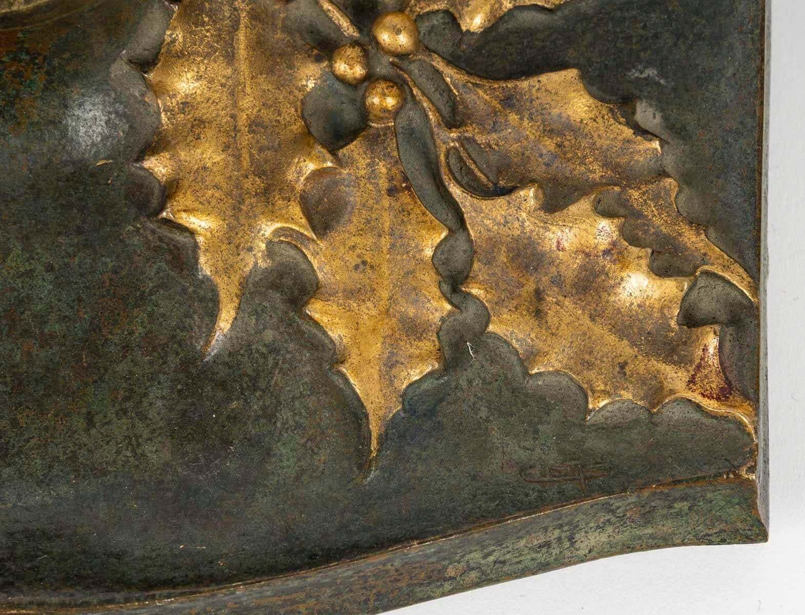 An Art Nouveau Patinated And Gilt Bronze Inkwell, Circa 1900. photo 1231.0