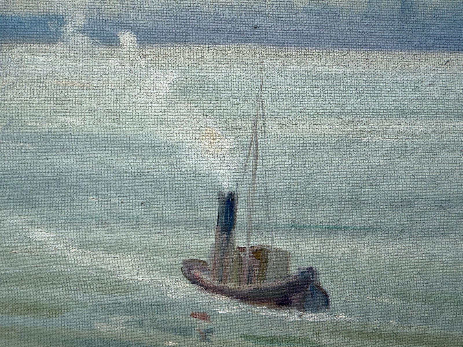 Palma De Mallorca From The Sea Mediterranean Art Oil On Canvas Painting Spain photo 3400.0
