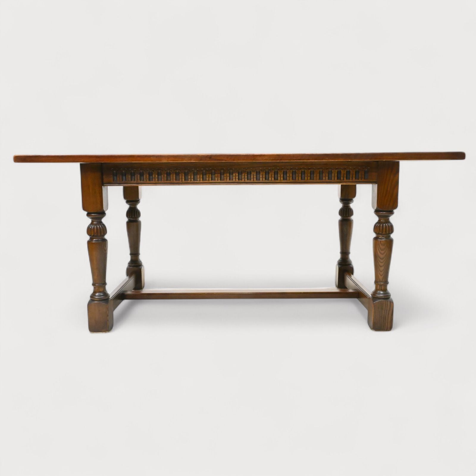 Old Charm Exeter Solid Oak Dining Table Tudor Brown Vgc Seats 8 Free Uk Delivery photo furniture