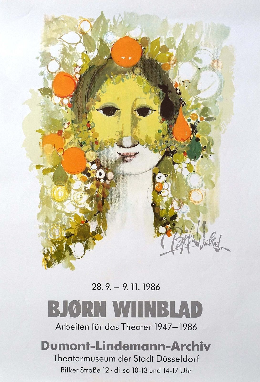1986 Wiinblad Theater Exhibition Poster Düsseldorf   Original Vintage Poster