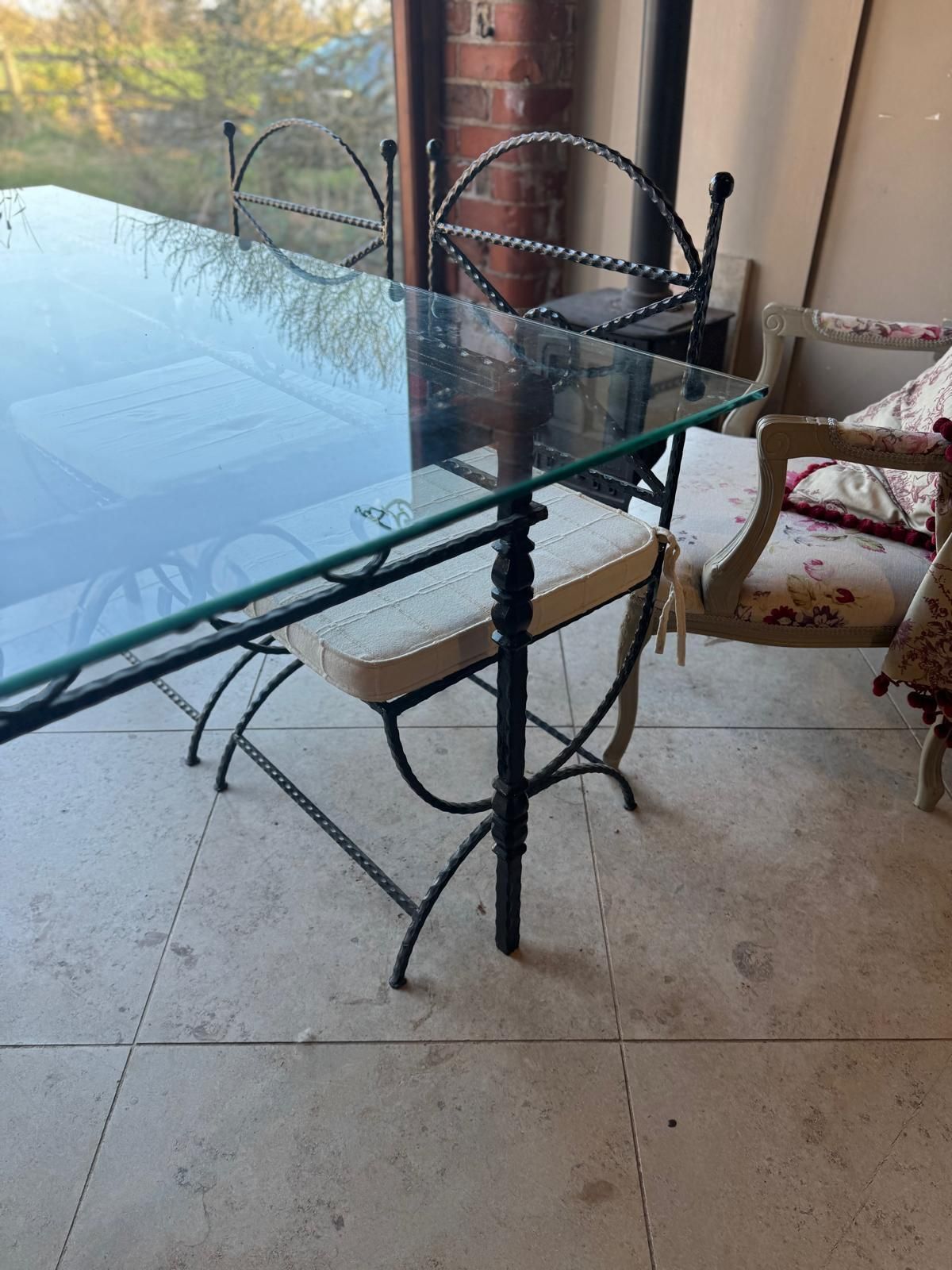 Barker And Stone House Glass And Iron Table And Chairs