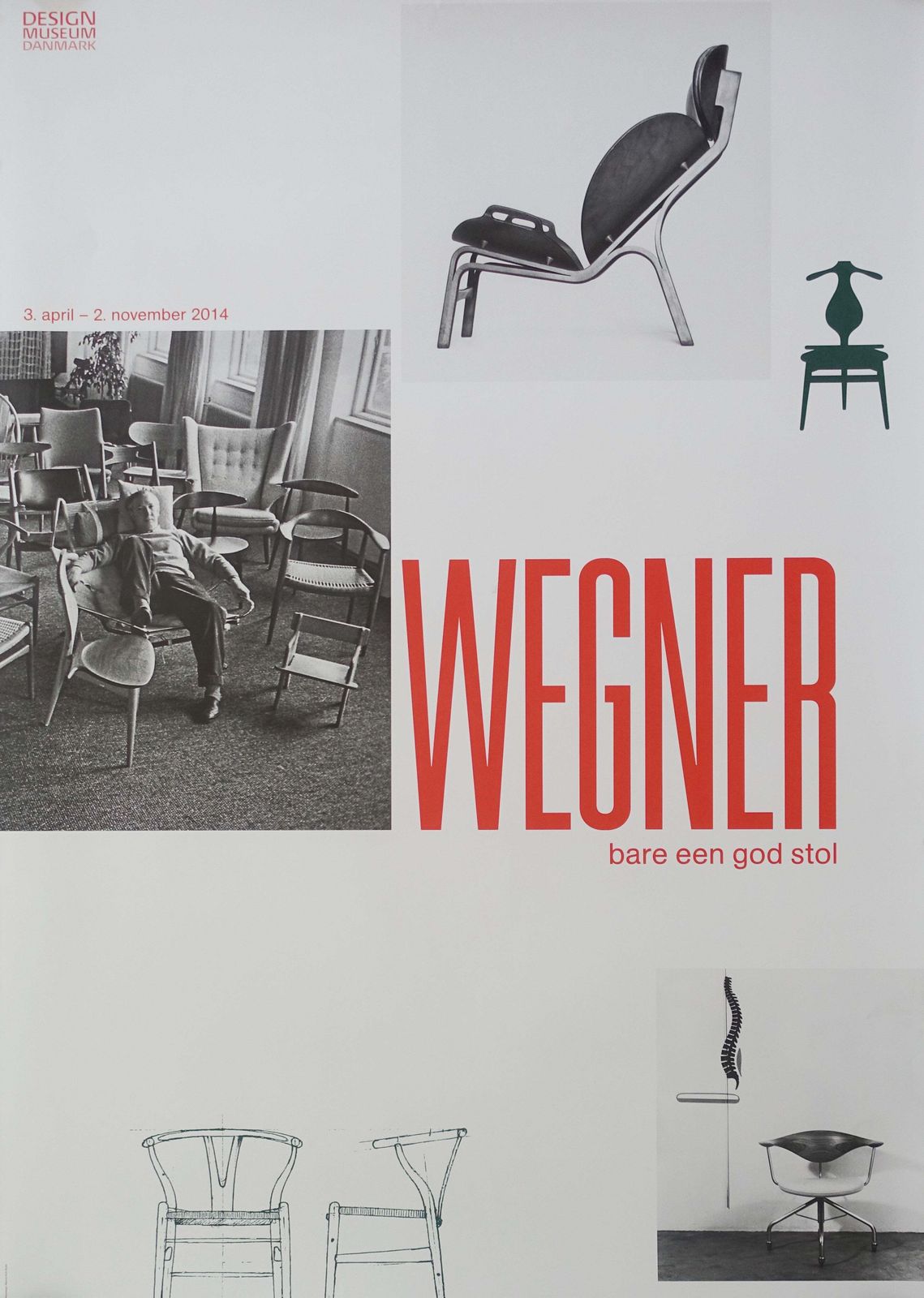 2014 Wegner Exhibition Poster Design Museum Denmark   Original Vintage Poster