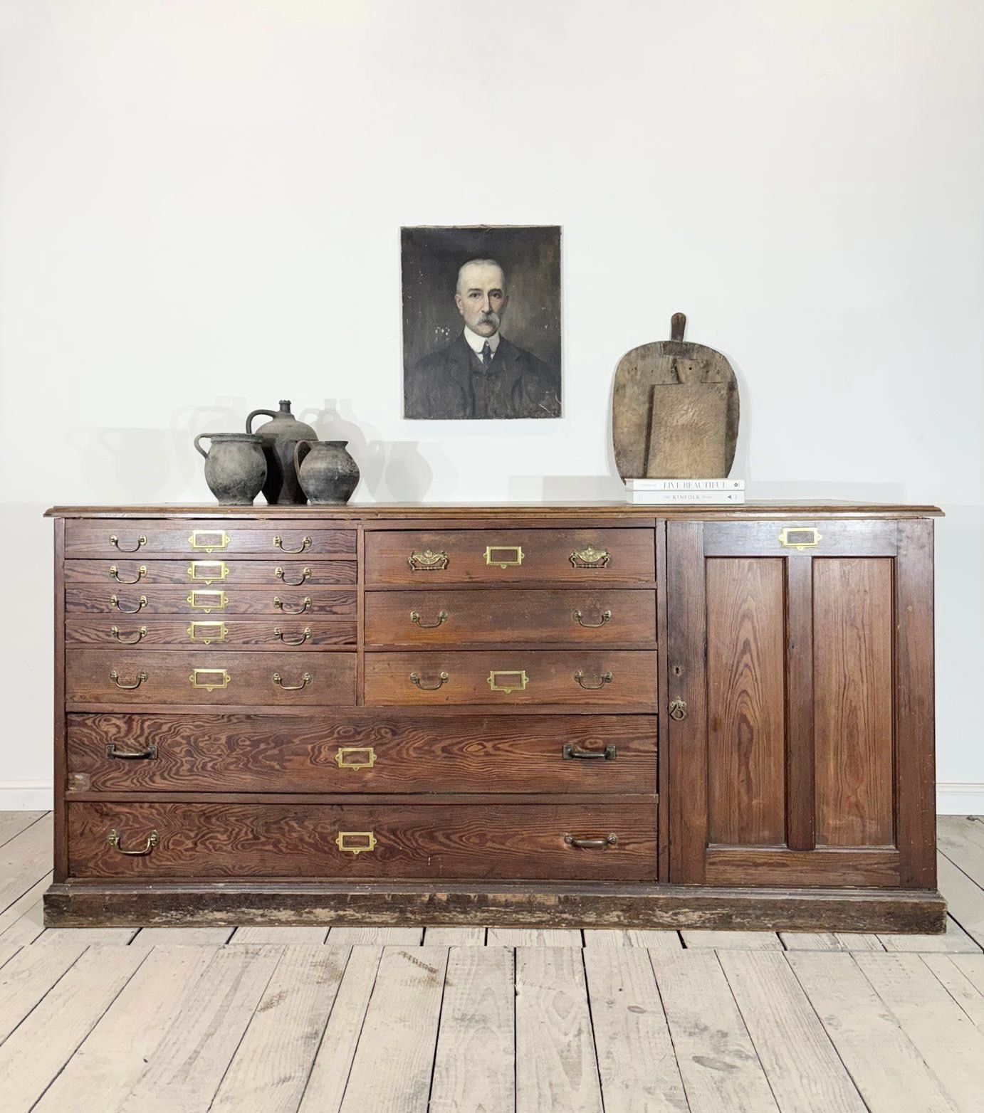 Large Early 1900s Architects Plan Chest Cabinet Kitchen Island photo 2450.0