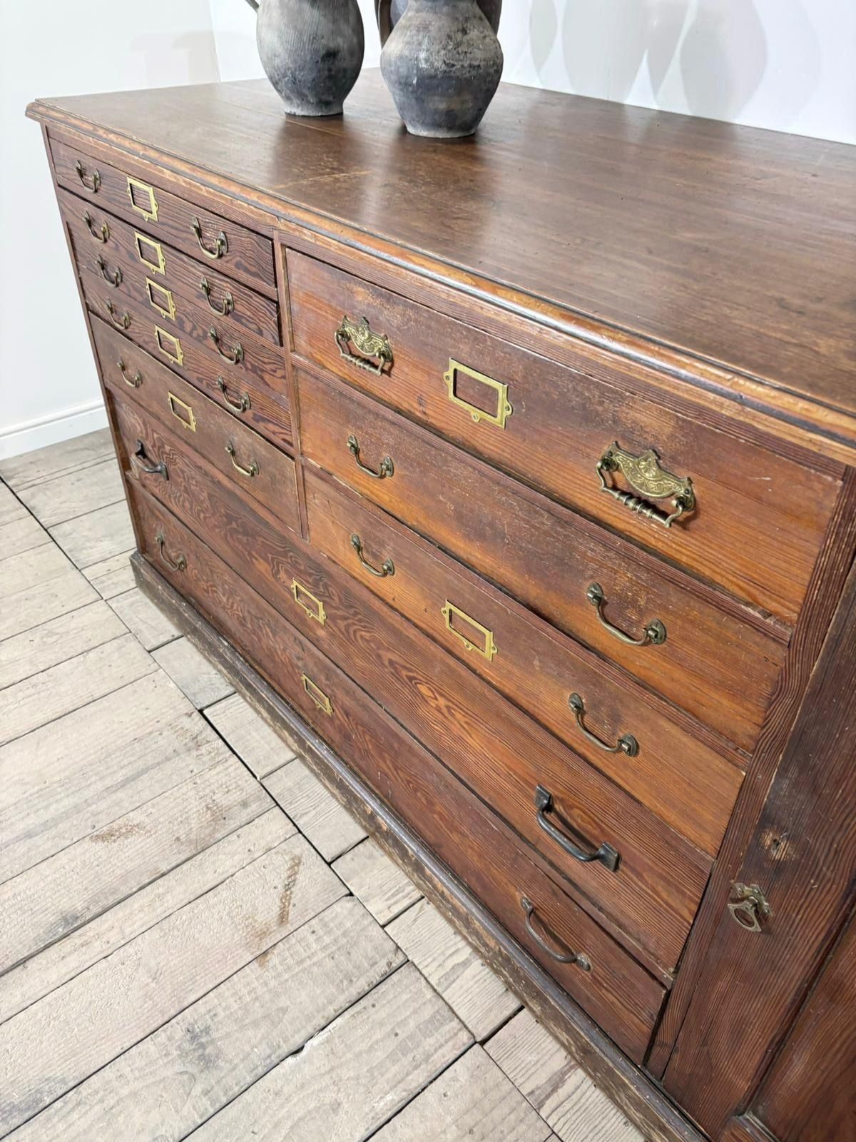 Large Early 1900s Architects Plan Chest Cabinet Kitchen Island photo vinterior