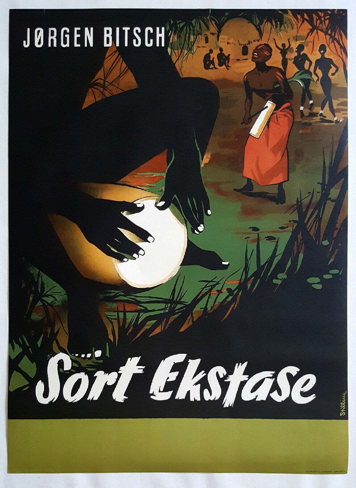 1955 Black Ecstasy Movie Poster   Original Vintage Poster photo furniture