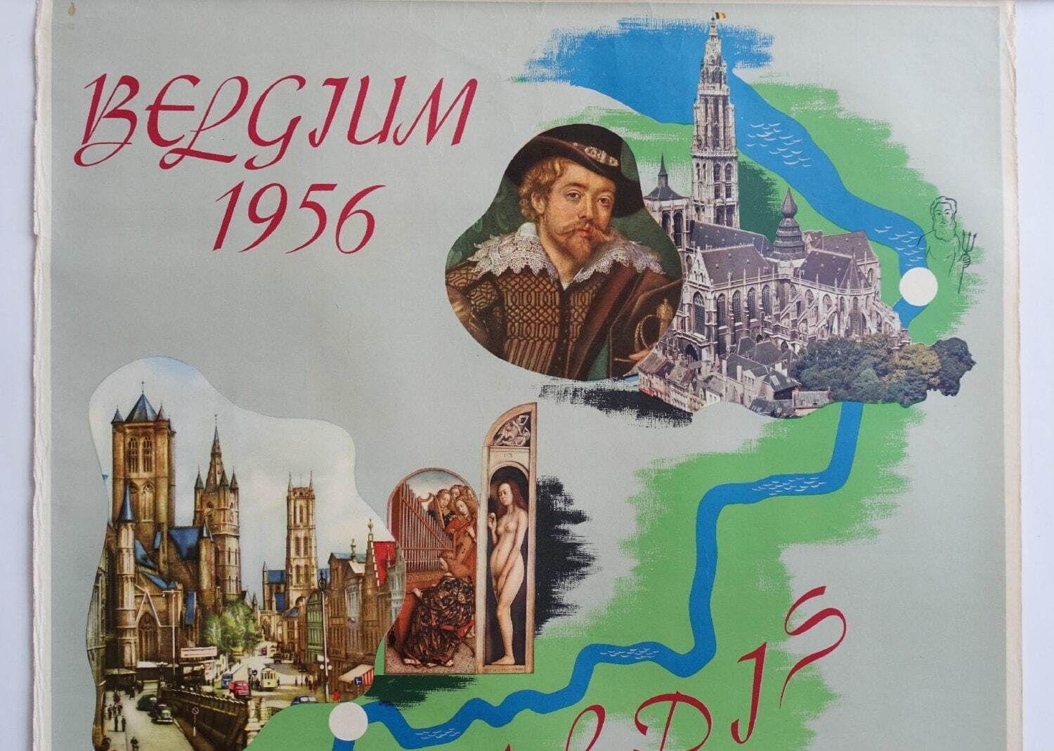1956 Belgian Travel Poster "Exhibition Art And Civilization"   Original Vintage Poster photo 84.0