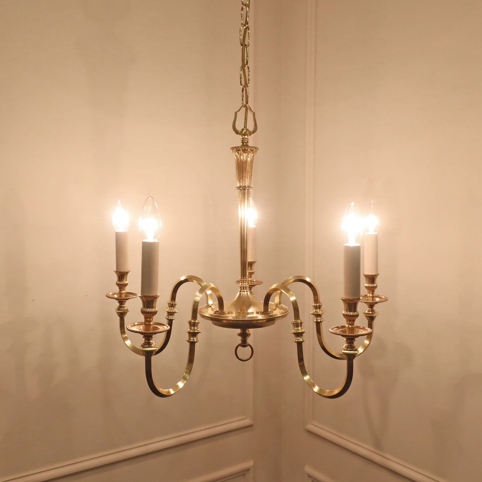 French Early 20th Century Gilt Bronze Five Arm Chandelier photo furniture