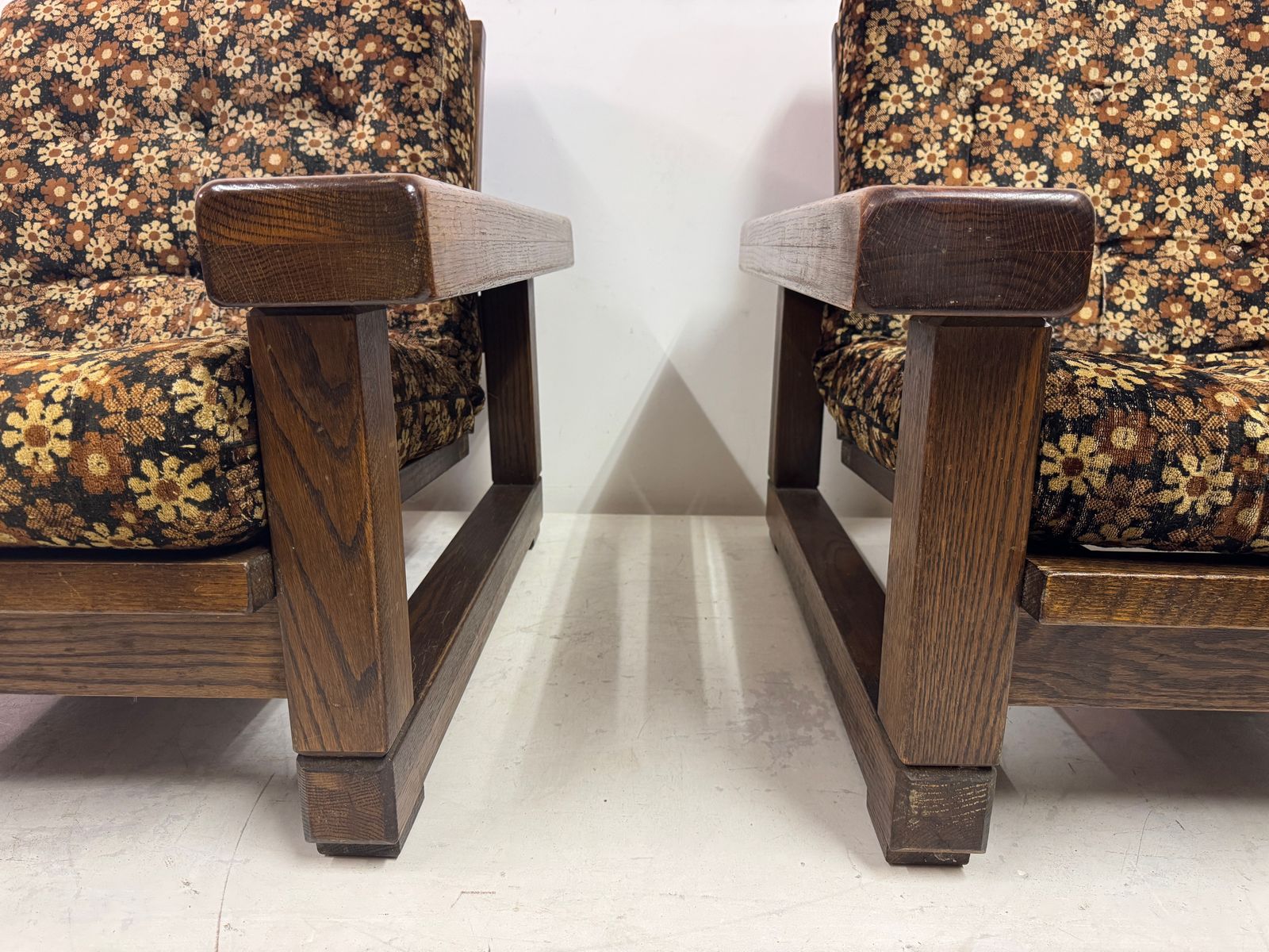 Furniture Pair Of 1960s Belgian Armchairs With Slatted Back photo
