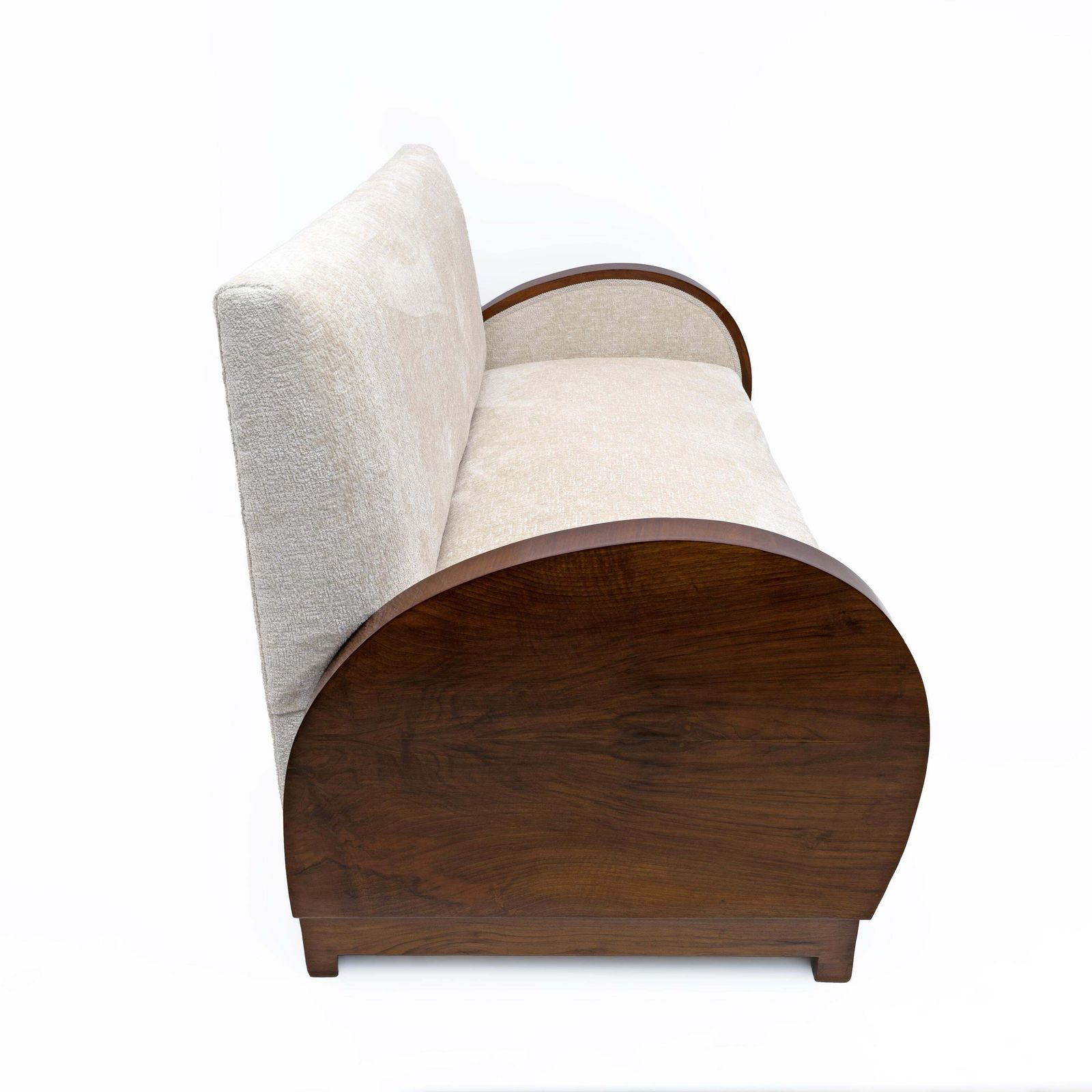 Art Deco Bouclè And Walnut Loveseat, Italy, 1930s photo 4178.0