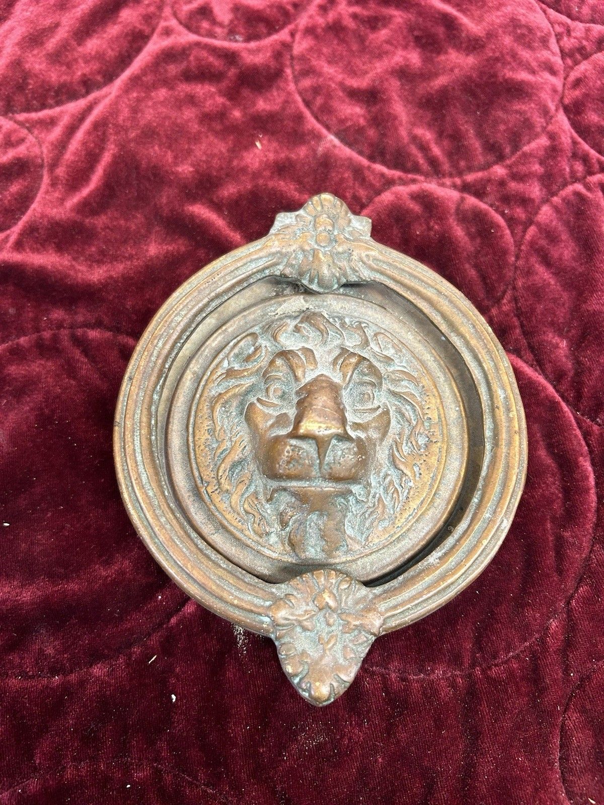 Large Solid Brass Front Door Knocker Reclaimed Period Antique Metal Lions Head