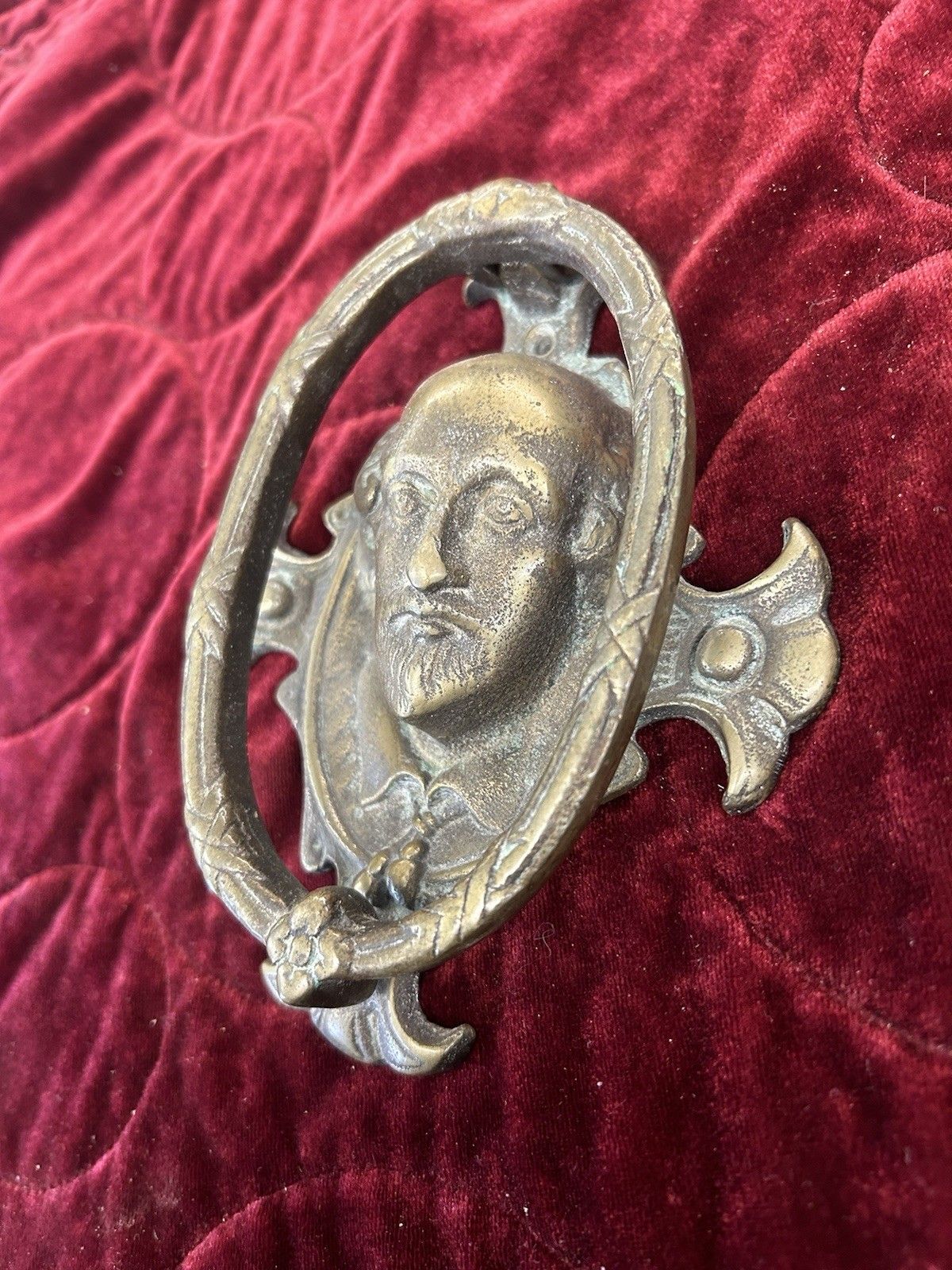 Solid Brass Front Door Knocker Reclaimed Period Quaint Shakespare  Patina Old photo furniture