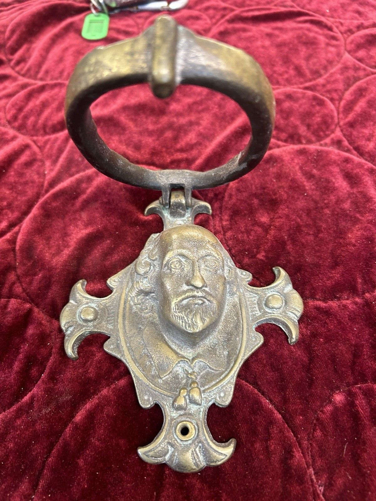 Solid Brass Front Door Knocker Reclaimed Period Quaint Shakespare  Patina Old photo Home Fixtures