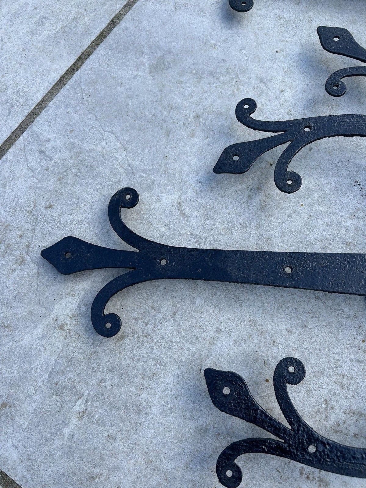 Pair Cast Iron Front Door Hinges 18th Century Reclaim Period Antique Old Metal photo for sale