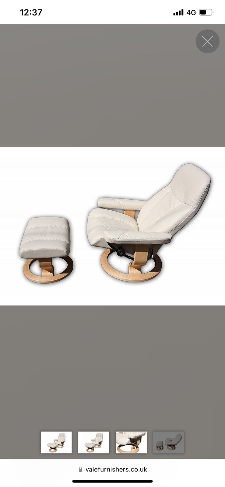Consul Medium Chair And Stool In Cream And Oak Base By Stressless photo vinterior