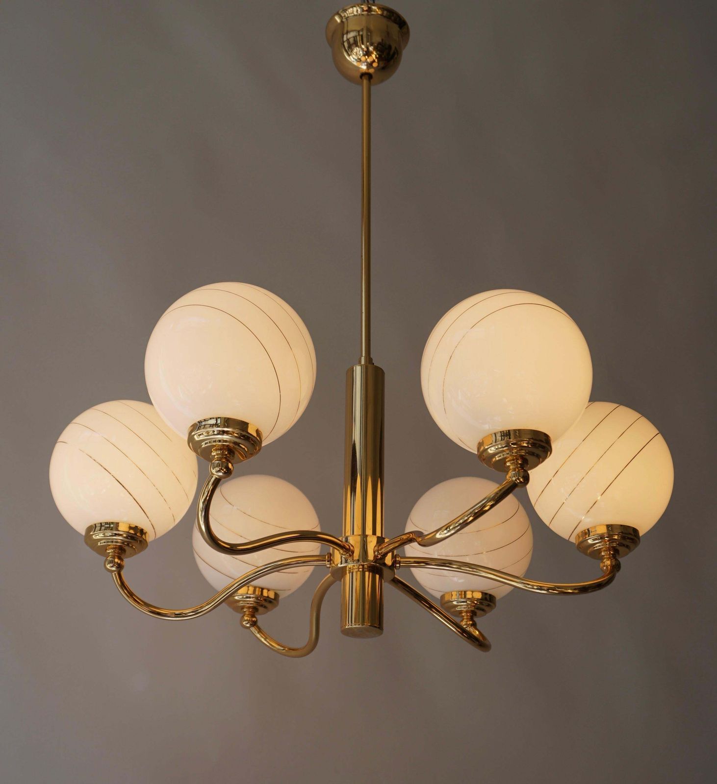 Murano Glass And Brass Chandelier, 1970s, Italy photo for sale