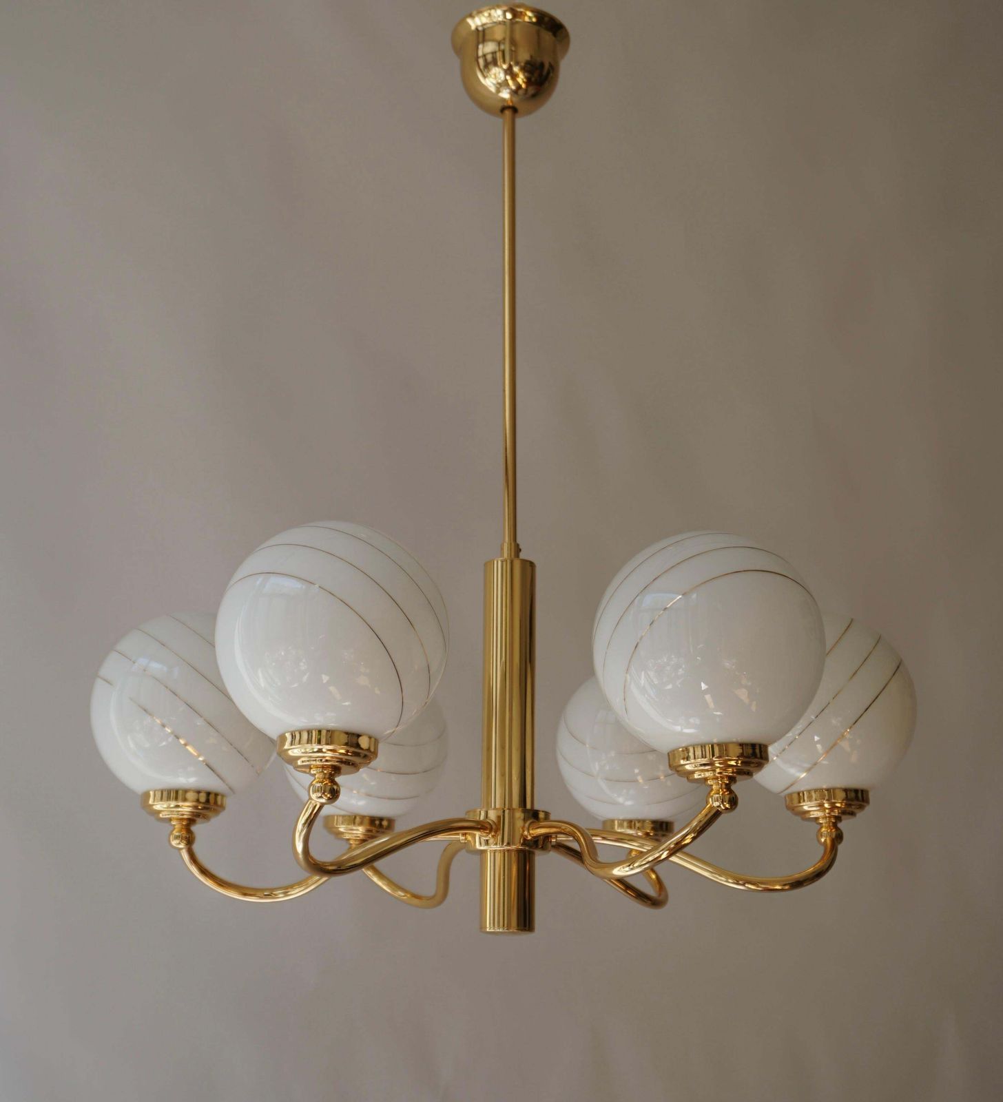 Murano Glass And Brass Chandelier, 1970s, Italy photo vintage