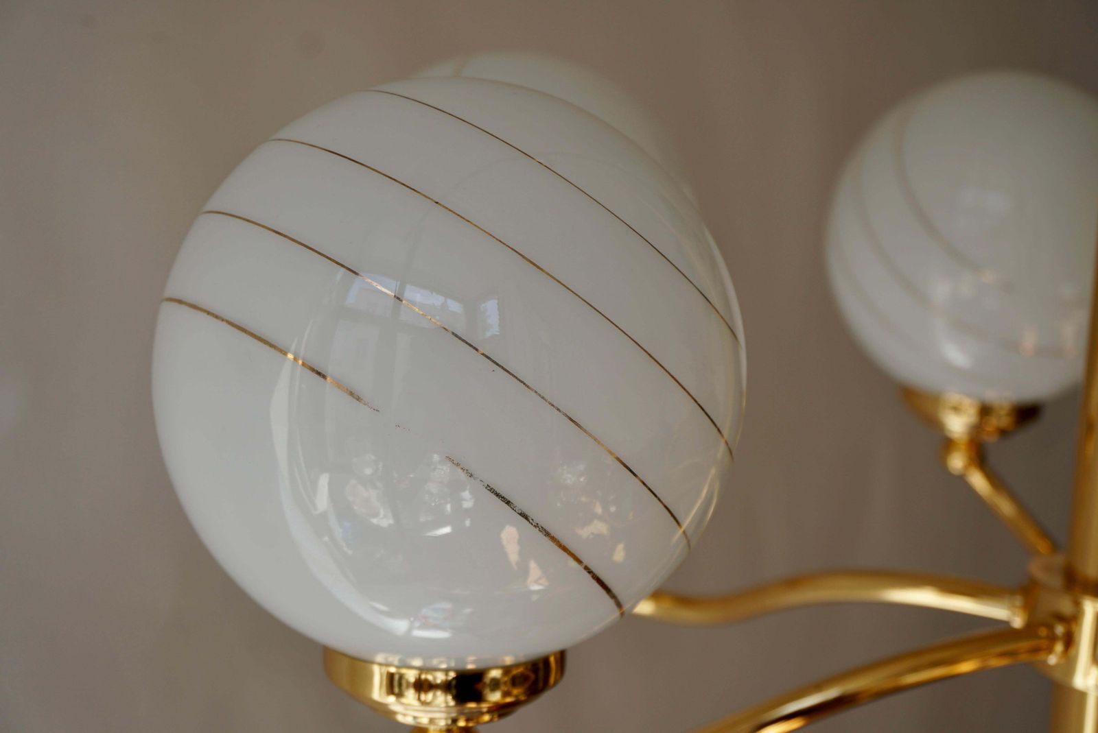 photo vinterior Murano Glass And Brass Chandelier, 1970s, Italy