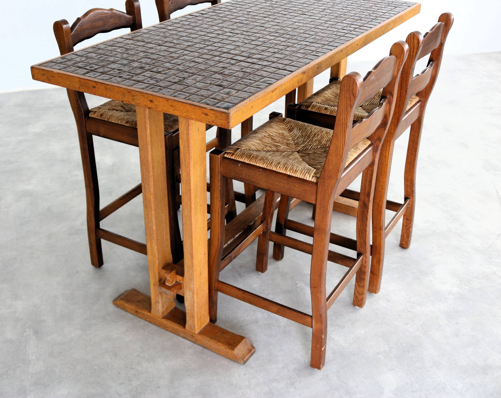 Vintage Bartafel Met Stoelen | Eettafel | Barkrukken | Ca. Jaren 1950 photo 1007.0