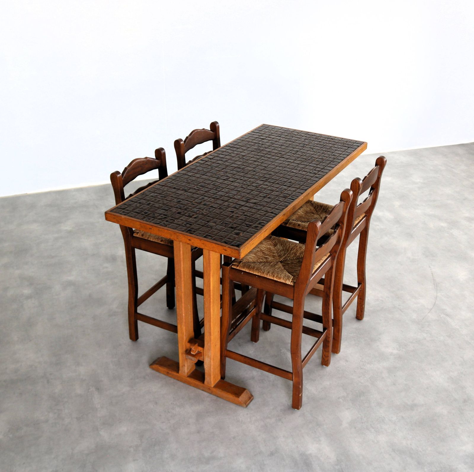 photo buy Vintage Bartafel Met Stoelen | Eettafel | Barkrukken | Ca. Jaren 1950