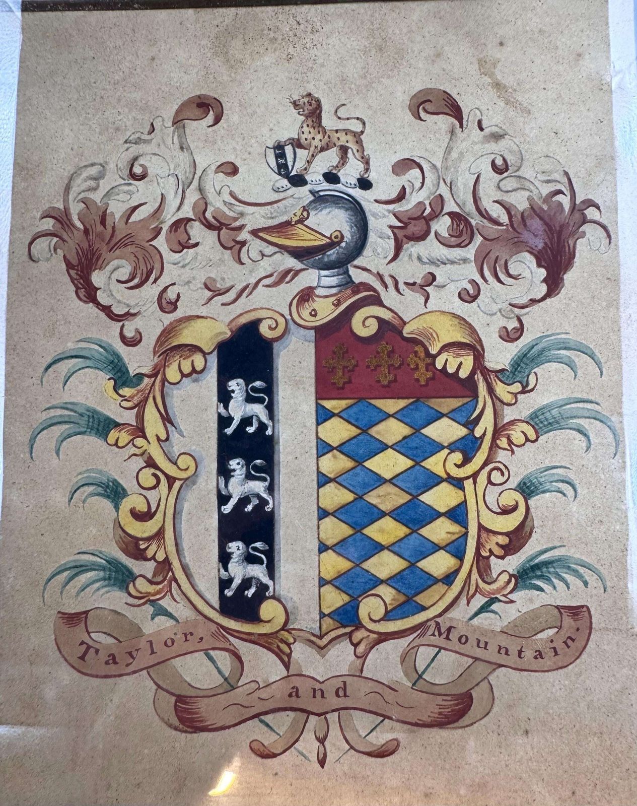Antique Watercolour Coats Of Arms, Wall Decor photo vintage