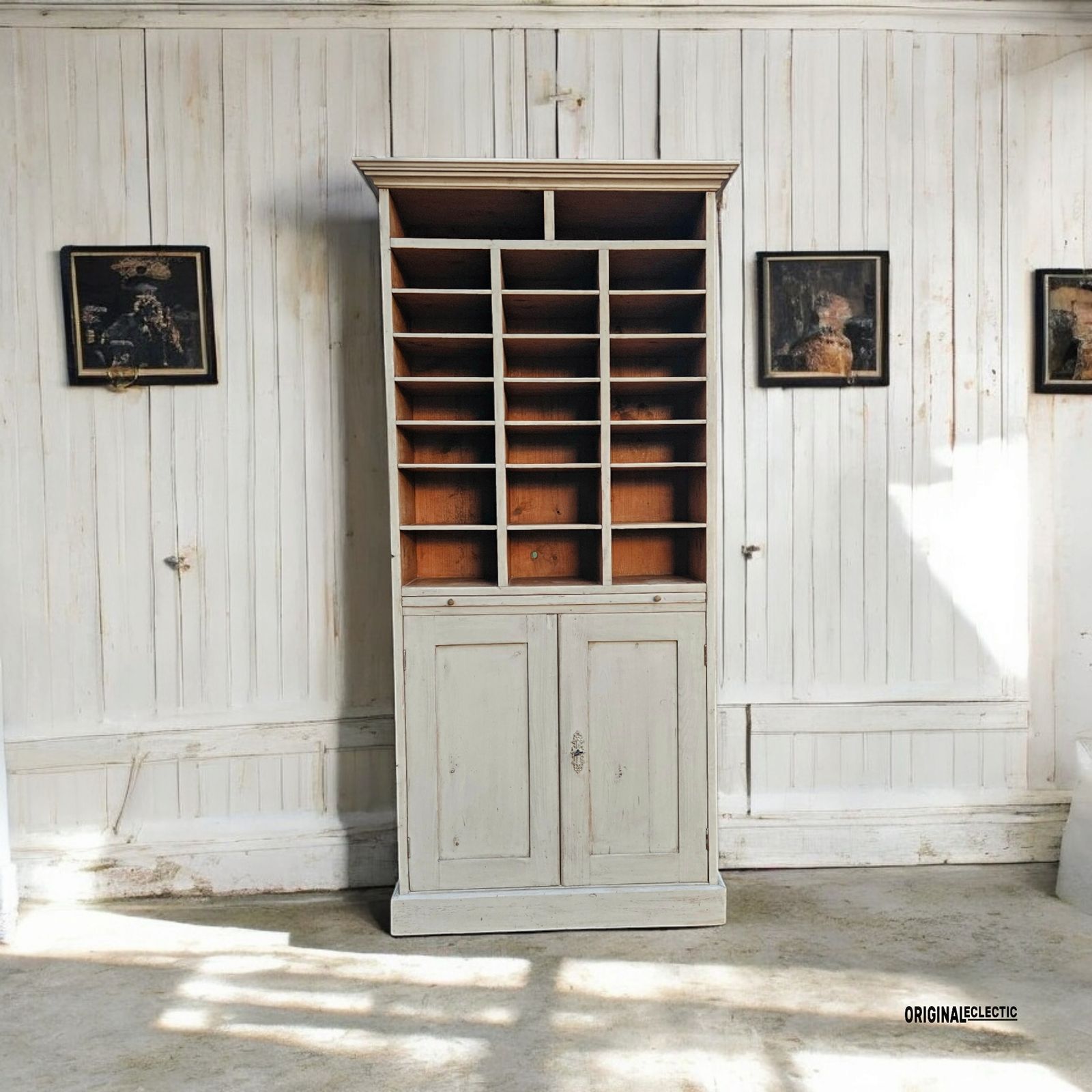Antique French Haberdashery Cabinet With Pigeon Hole Shelving C1880