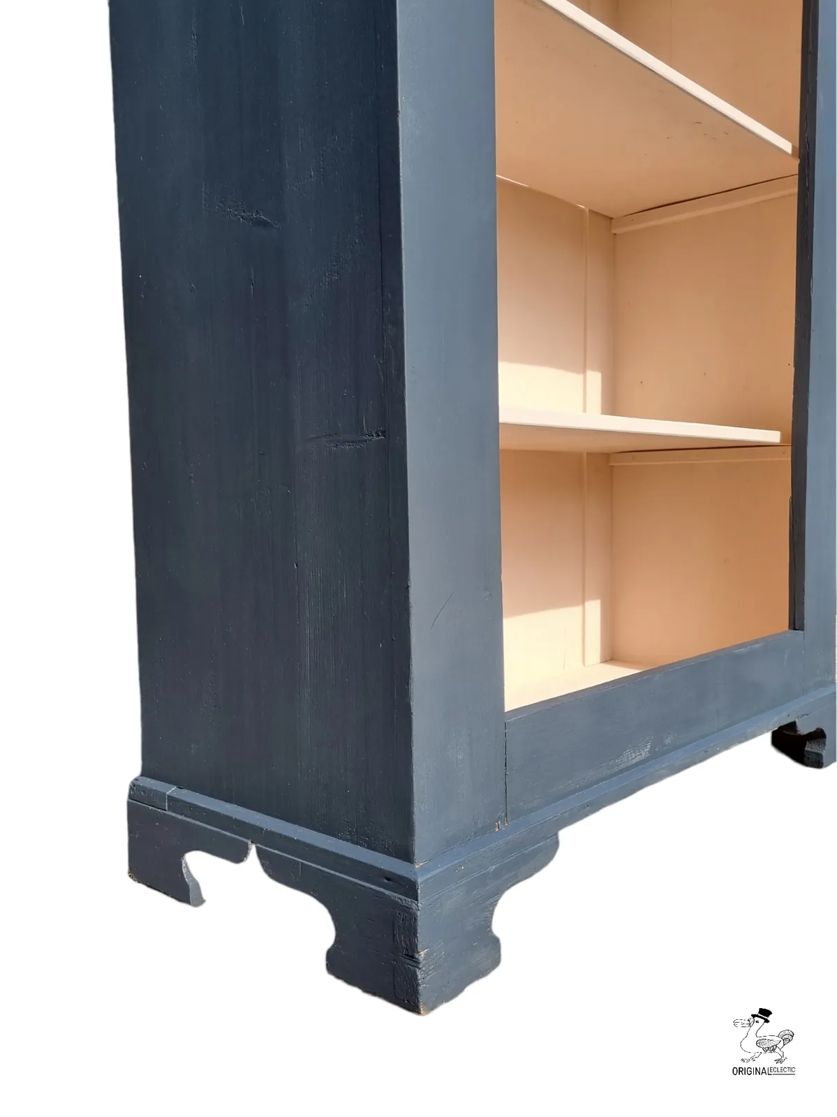 Rustic Antique Pine Bookcase In Farrow & Ball Off Black & Pink Worn Paint photo buy
