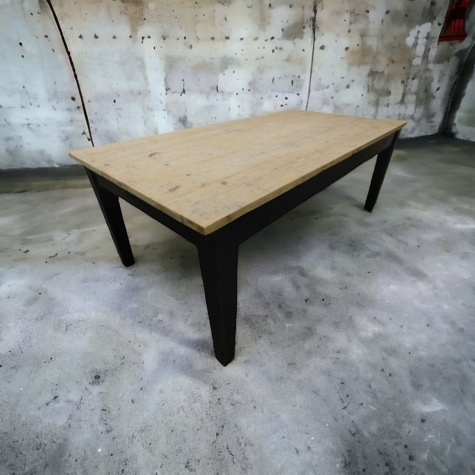 Large Ebonised Victorian Stripped Pine Estate Farmhouse Table photo furniture