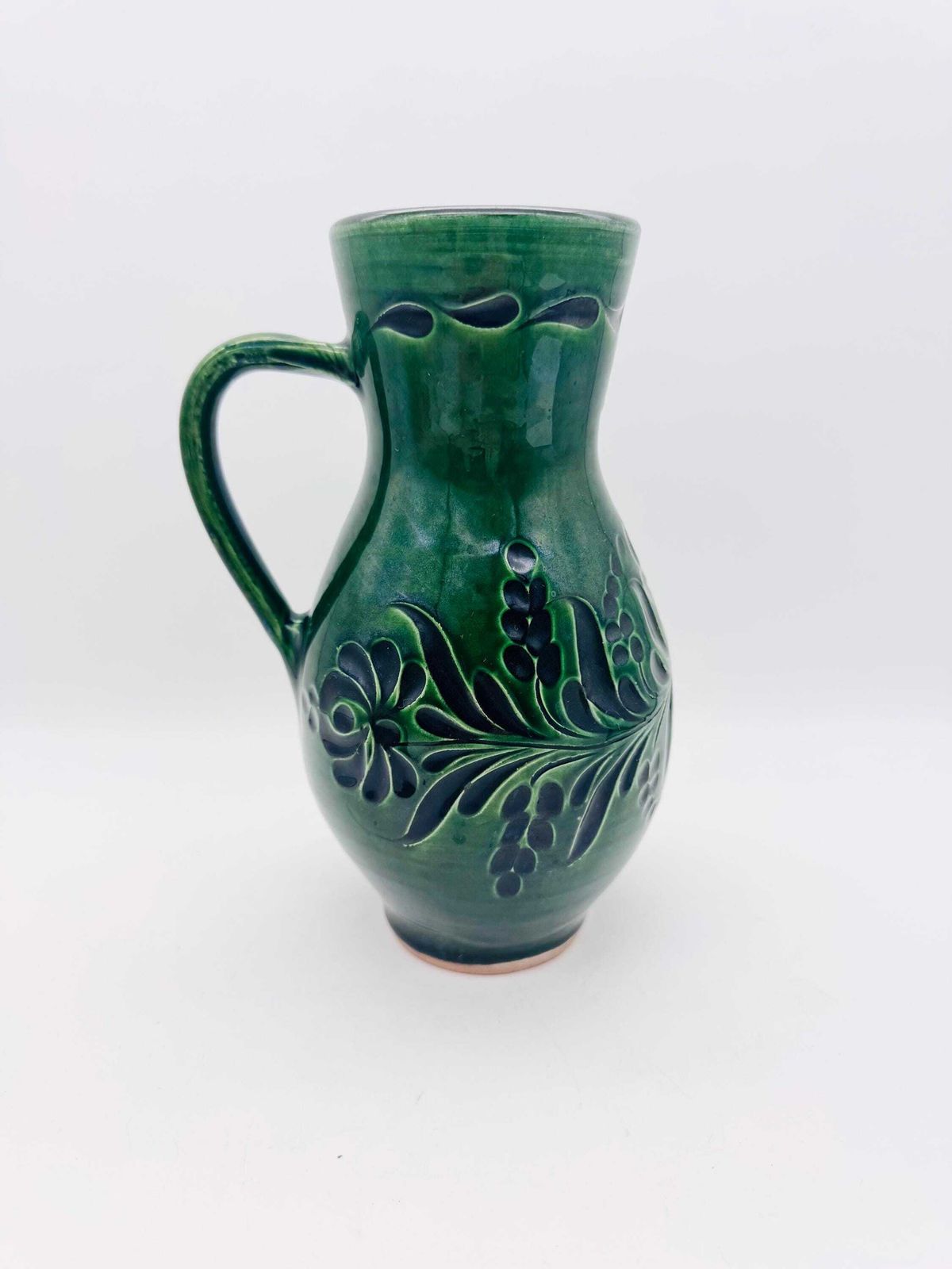 Vintage Hungarian Green Jug, Green Pottery Vase photo vinterior