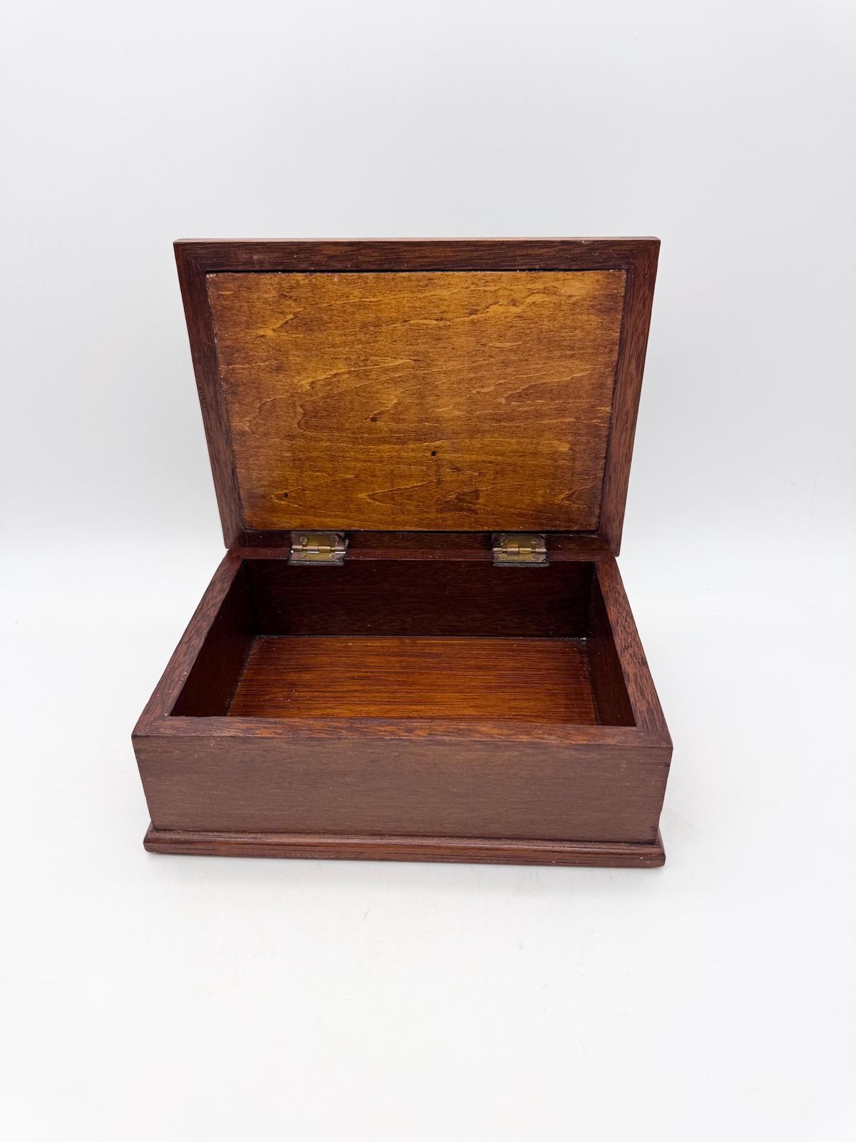 Vintage Small Wooden Box With Clipper Ship On Lid, Jewellery Box,Glass Painted Lid photo buy