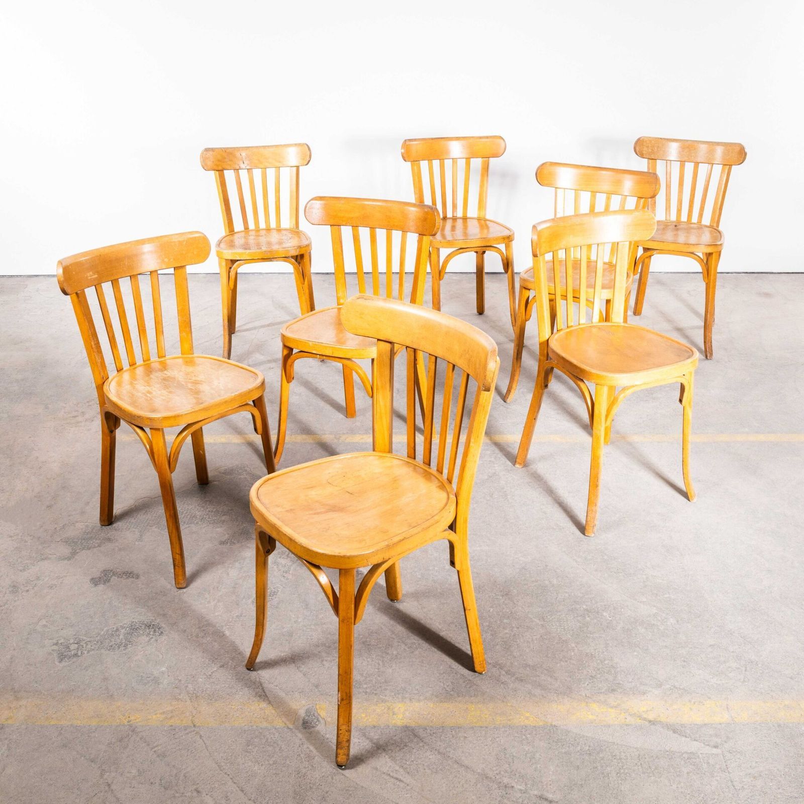 1960’s Baumann Blonde Oak Bentwood Dining Chair – Set Of Eight photo Furniture