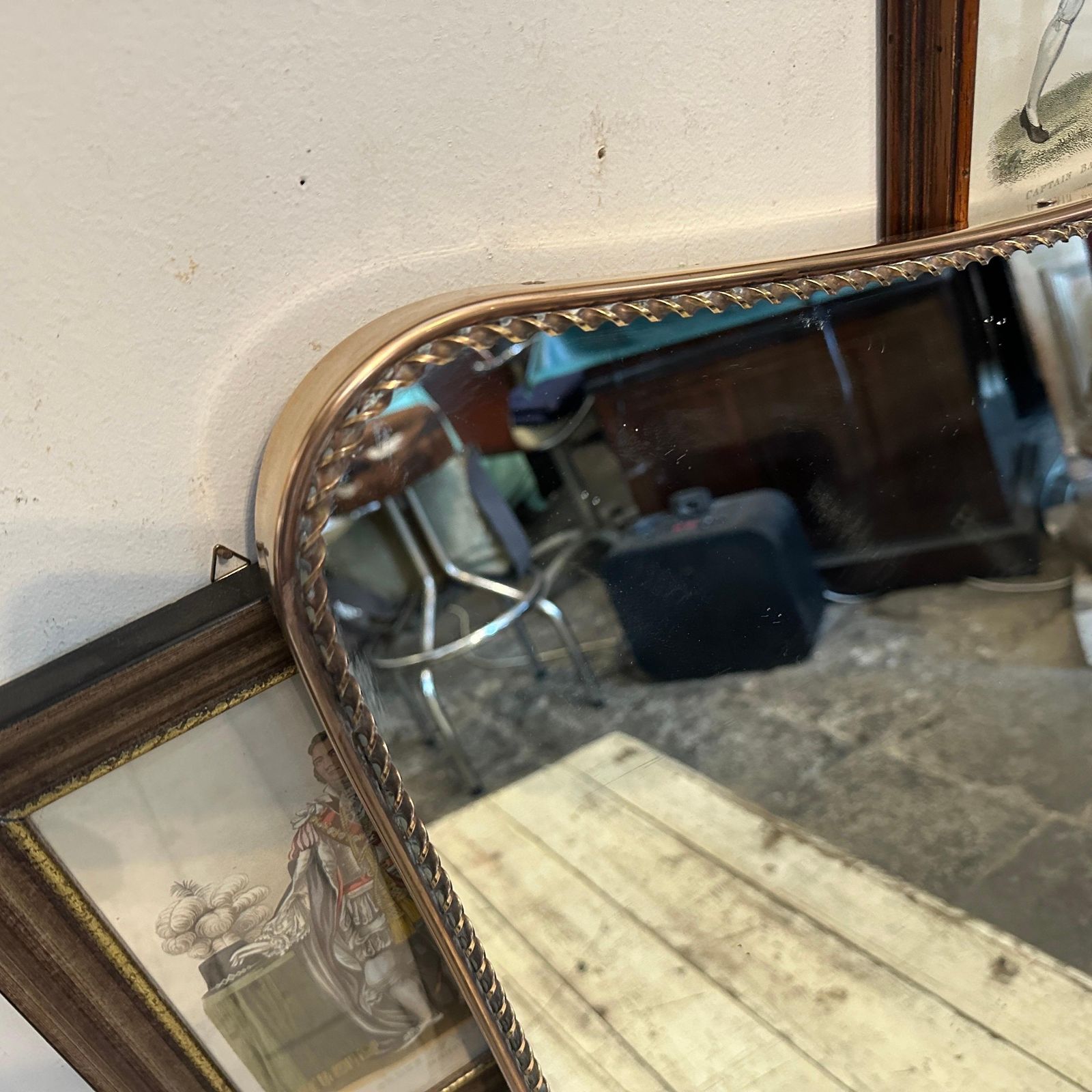 1950s Rare Gio Ponti Style Mid Century Modern Biscuit Shaped Italian Wall Mirror photo for sale