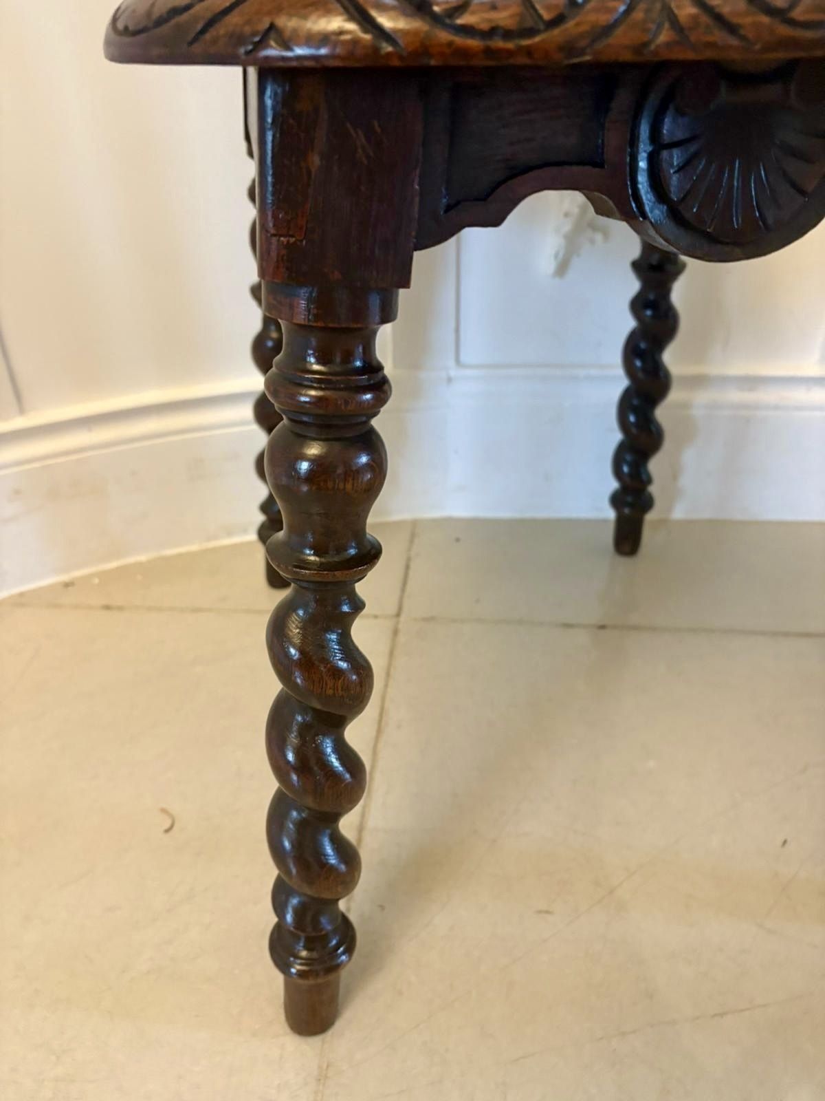 photo for sale Pair Of Antique 19th Century Quality Carved Oak Hall Chairs