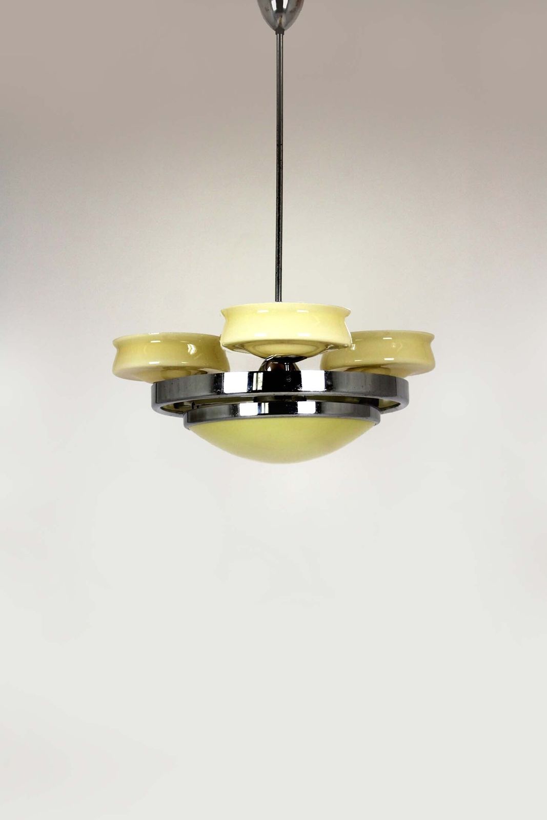Bauhaus Chrome Chandelier From Zukov, 1940s