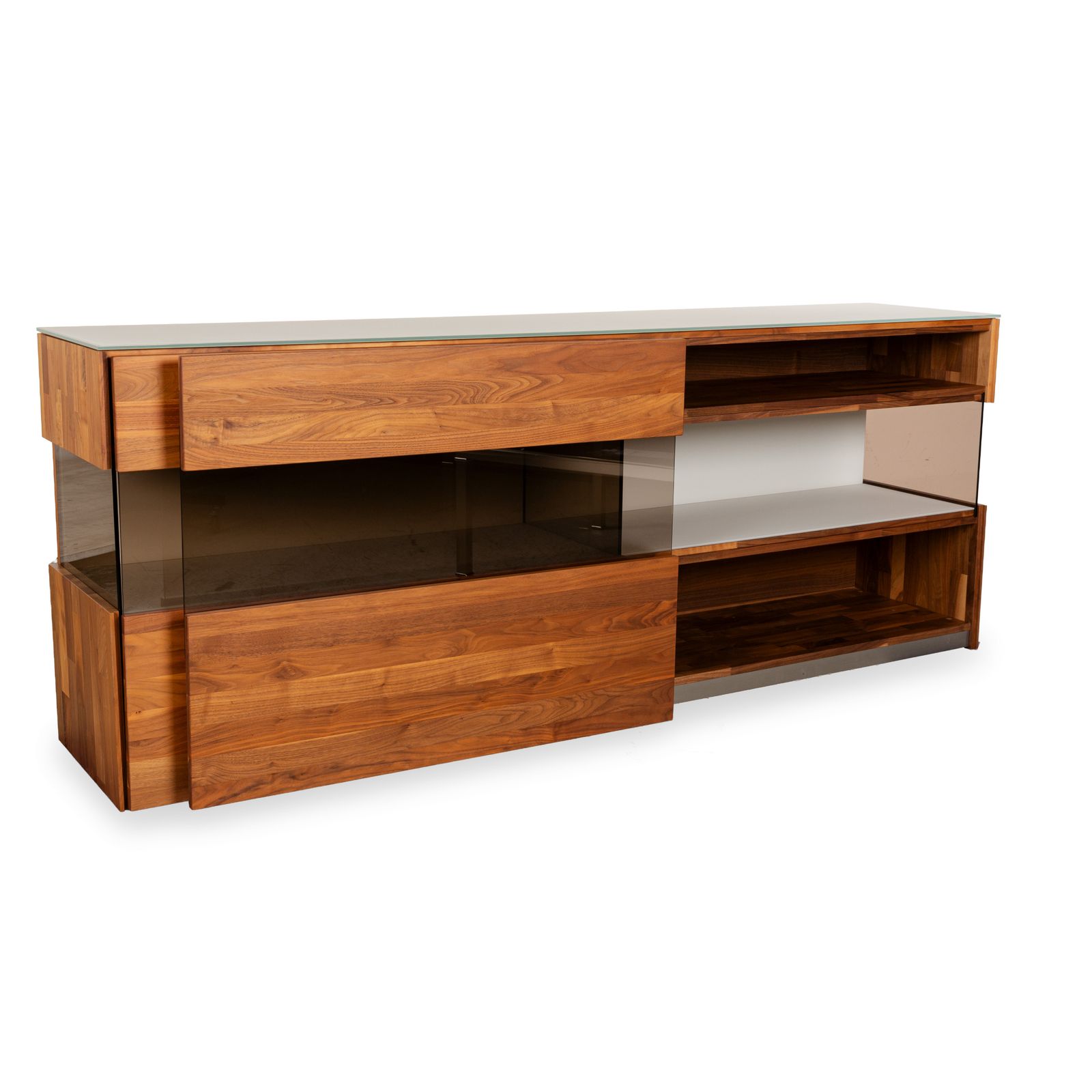 Hülsta Aunis Wooden Sideboard Brown Glass photo for sale