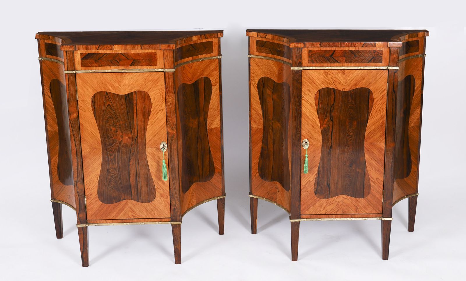 Antique Pair Goncalo Alves & King Wood  Side Cabinets 19th C