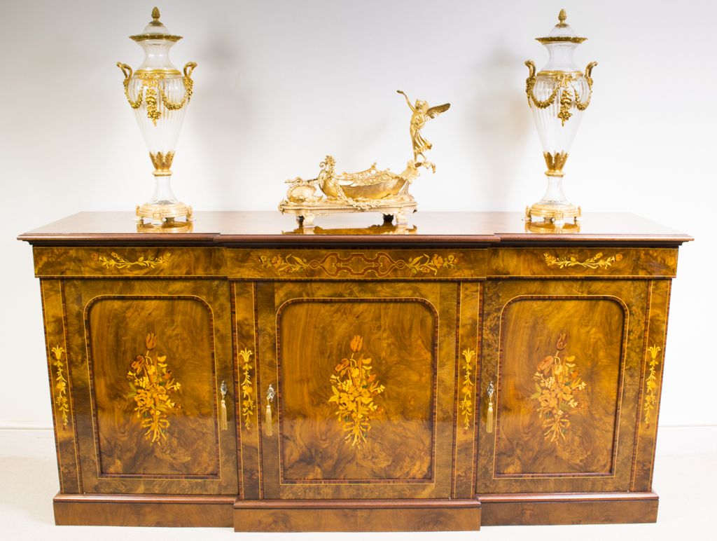 Antique Burr Walnut Marquetry Sideboard  Early 20th Century photo furniture