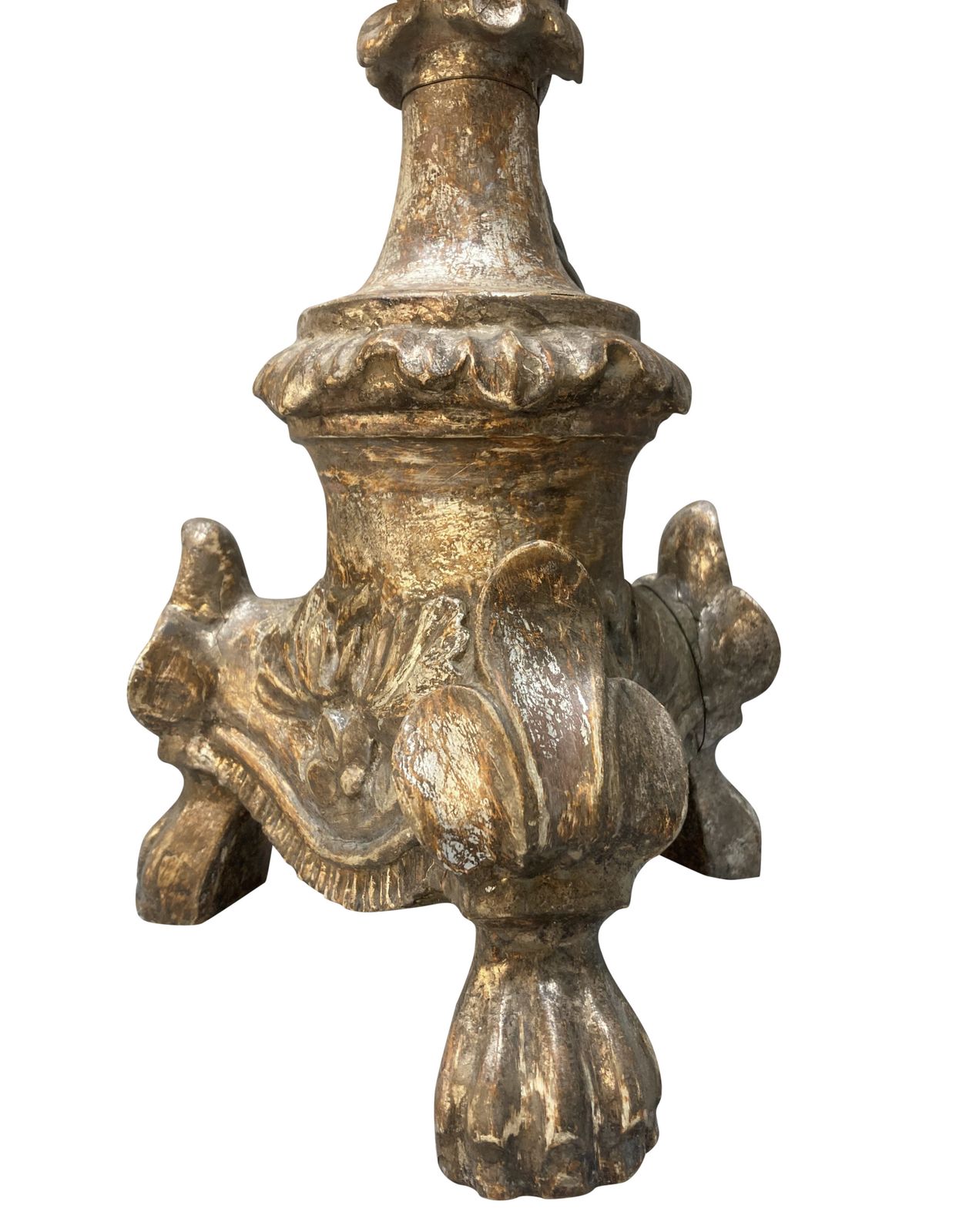 A Pair Of Tall Italian XVIII Century Silver Leaf Candlestick Lamps photo 2301.0