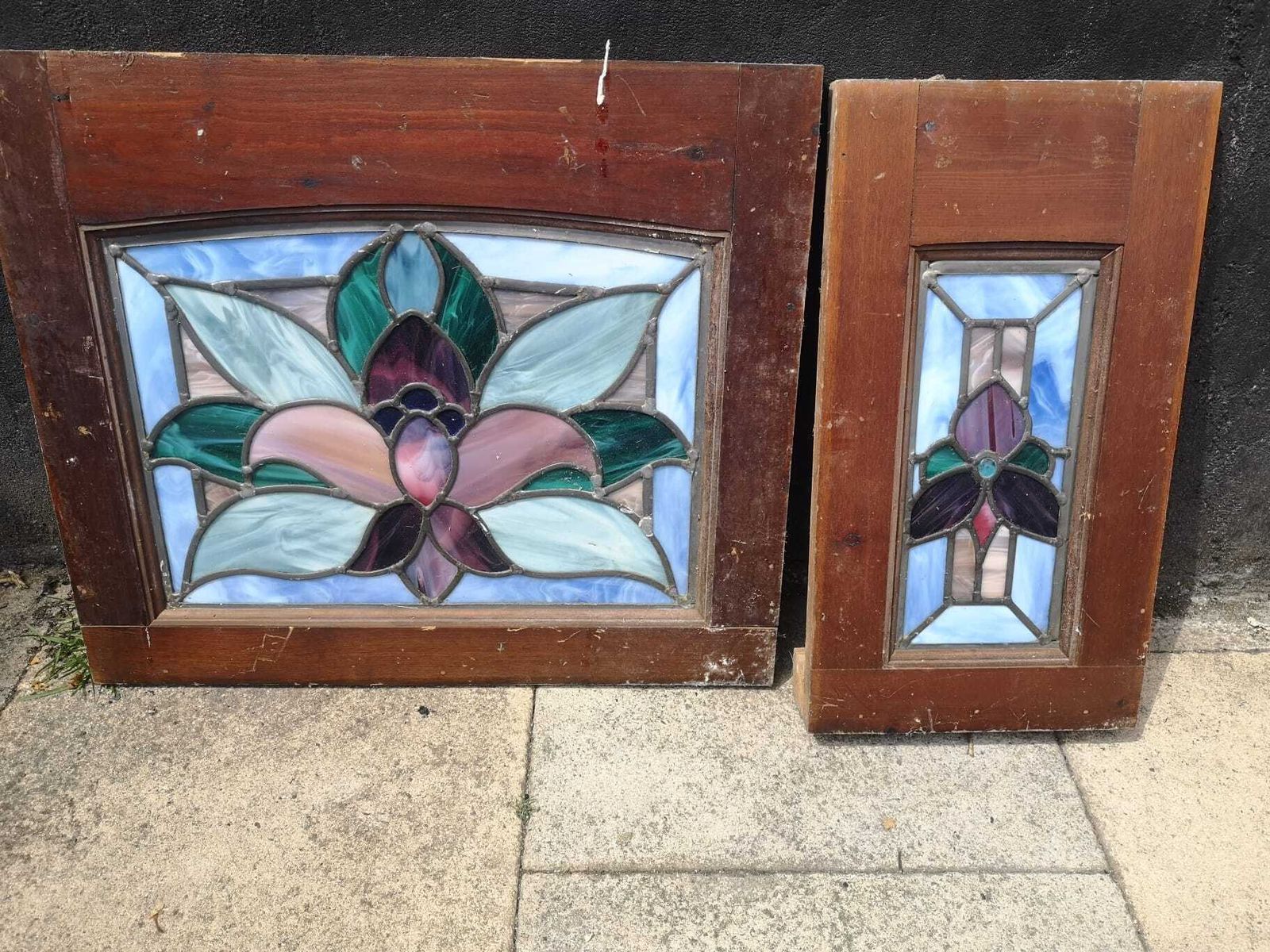 Antique Stained Glass Panels – Set Of 9   Price Drop photo furniture