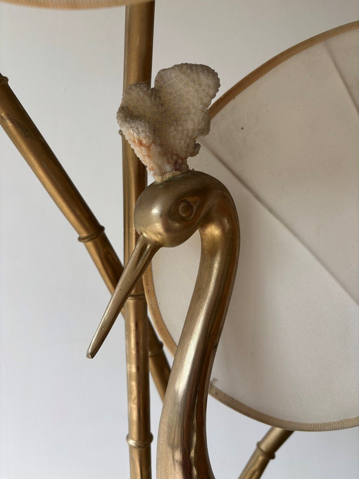 Vintage Brass Flamingo Or Egret Floor Lamp By Antonio Pavia photo vinterior