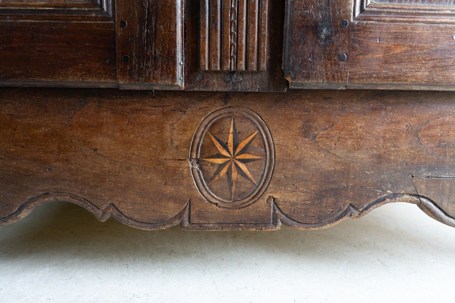 Antique French Louis XIV Inlaid And Carved Oak Buffet Cabinet, Early 18th C. photo buy