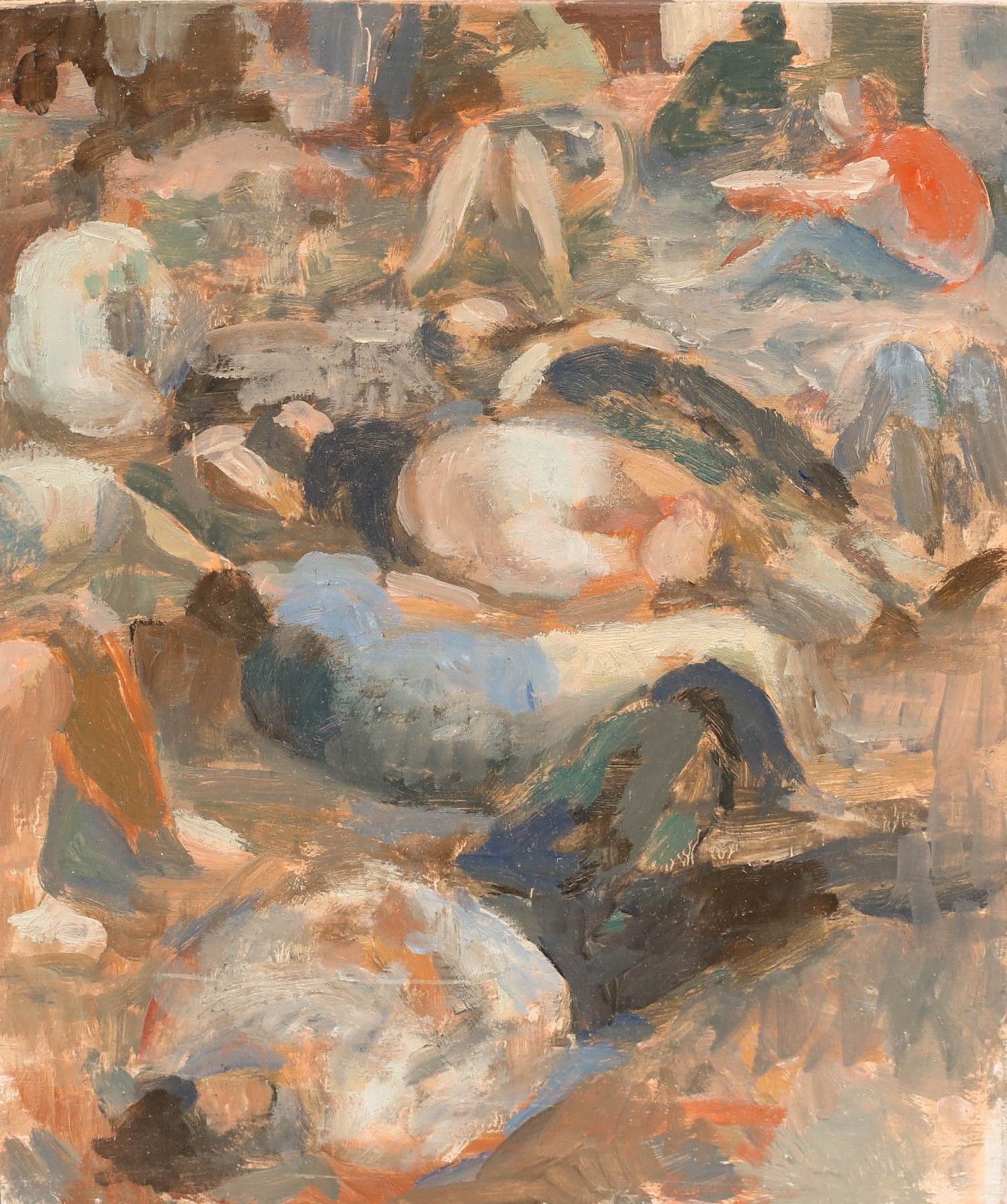 Bernadette Kelly (B.1933) 20th Century Oil, Sunbathers photo for sale