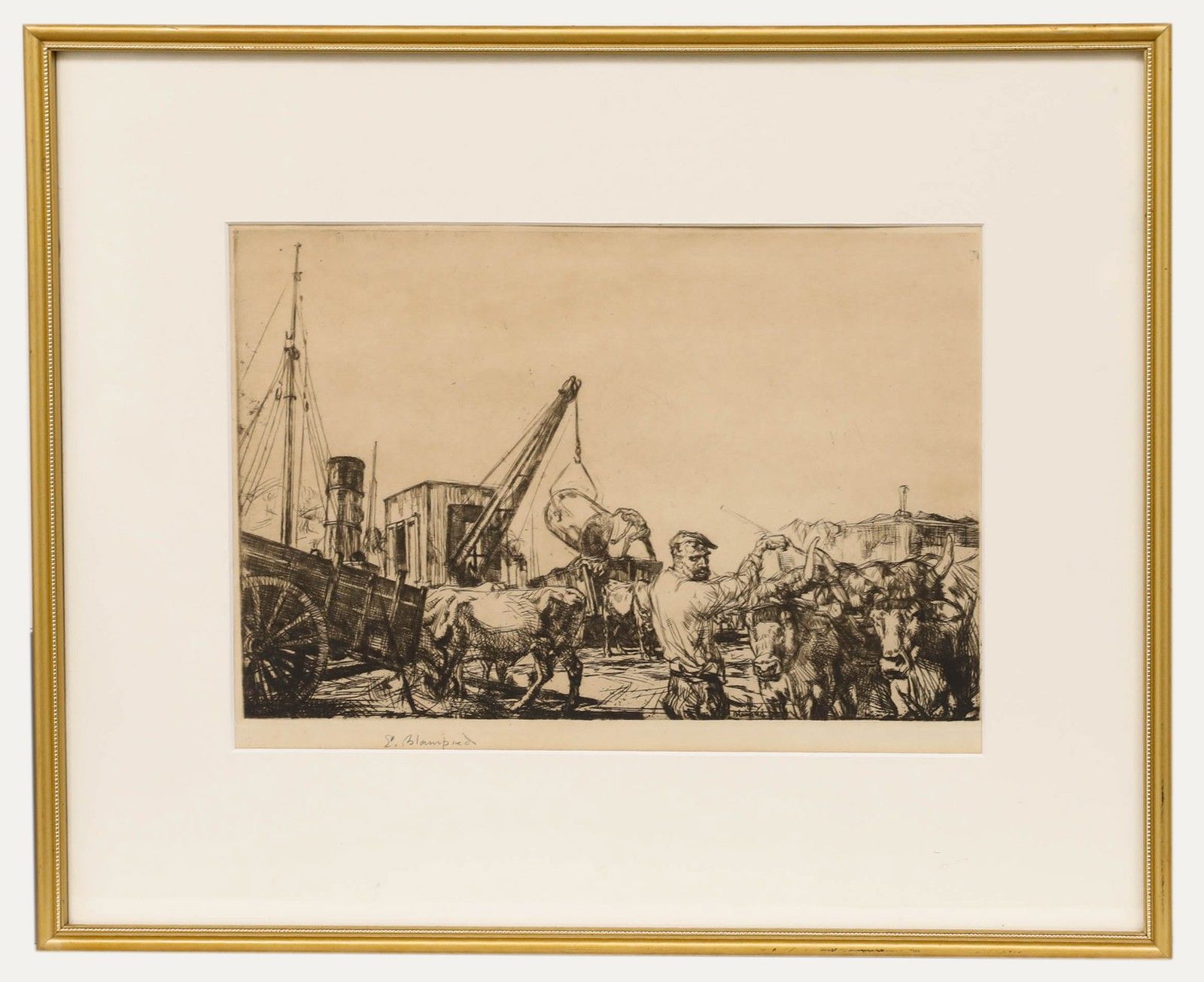 Edmund Blampied (1886 1966) Framed Early 20th Century Etching, San Sebastian