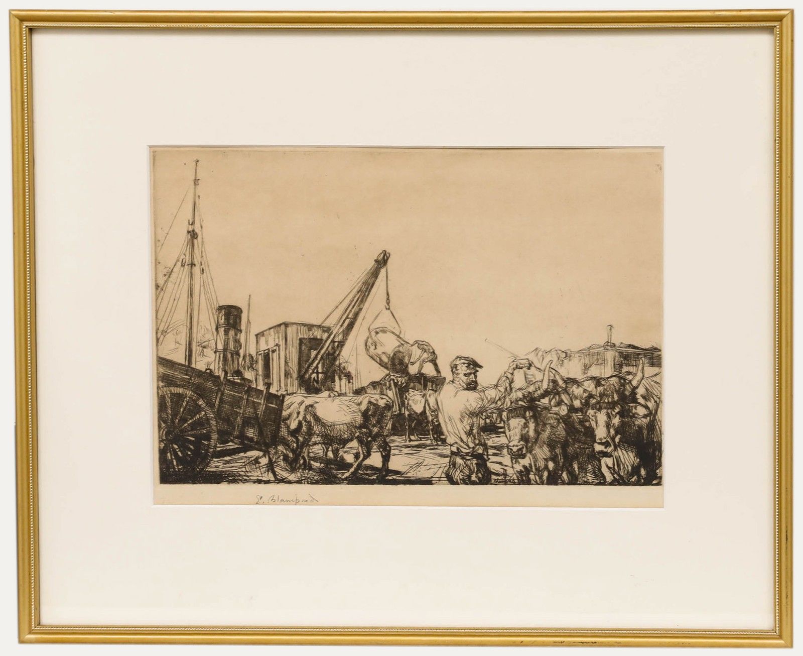 Edmund Blampied (1886 1966) Framed Early 20th Century Etching, San Sebastian photo vinterior