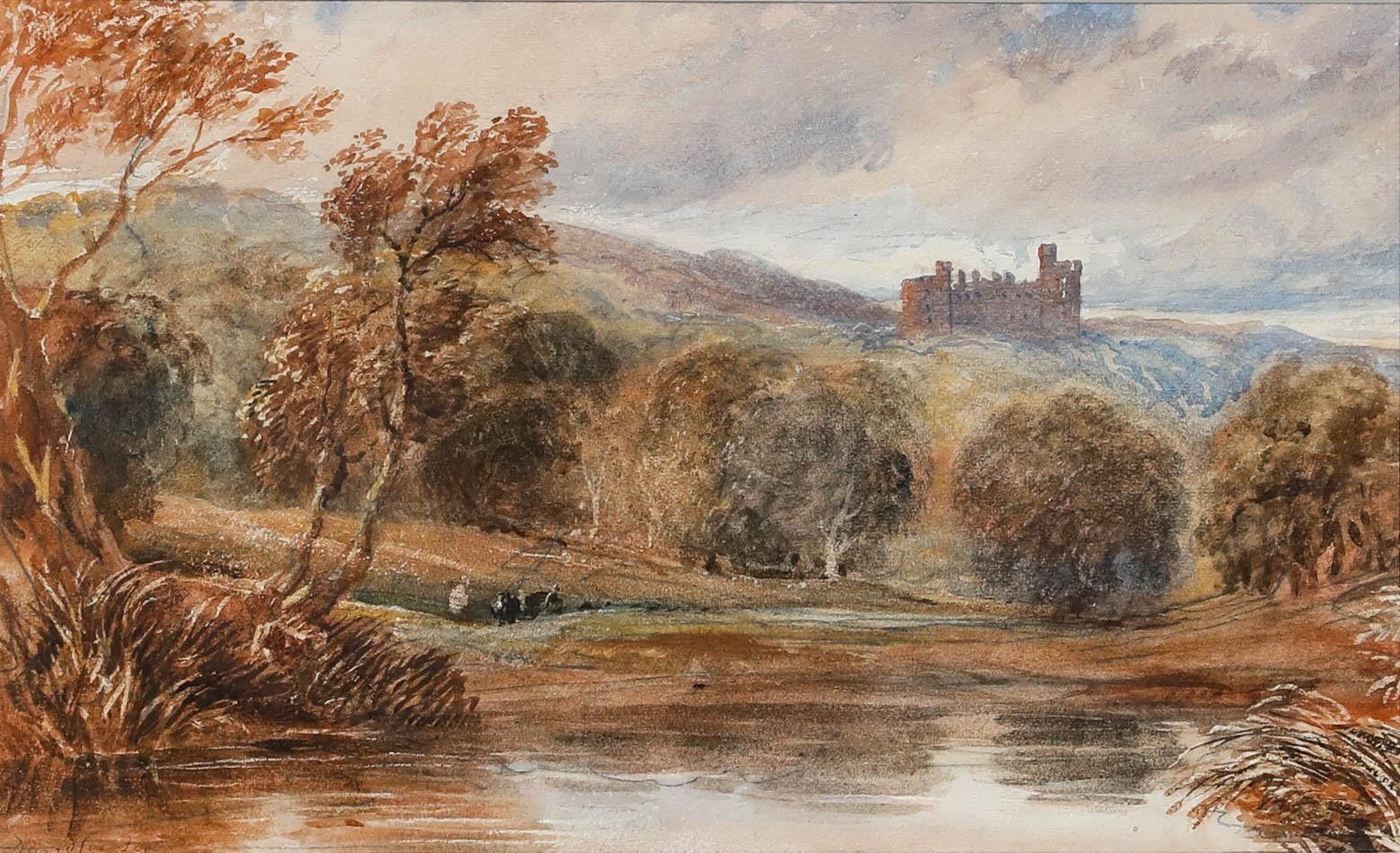 David Cox Jnr. Arws (1809 1885)  Mid 19th Century Watercolour, A Distant Castle photo furniture