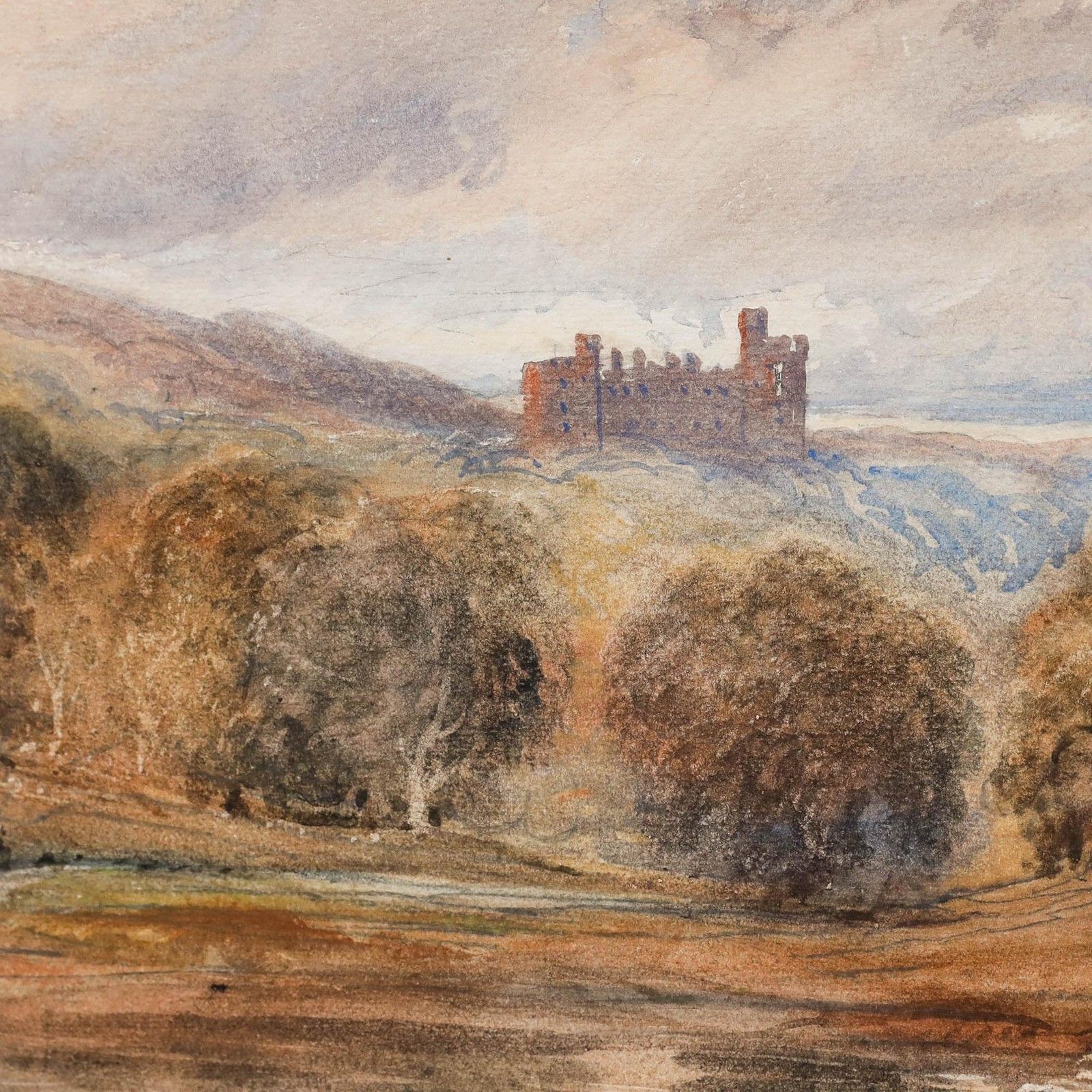David Cox Jnr. Arws (1809 1885)  Mid 19th Century Watercolour, A Distant Castle photo Art