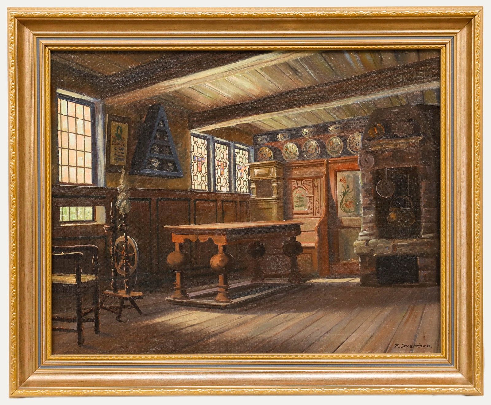Frederik Svendsen (1885 1975) Mid 20th Century Oil, Panelled Interior